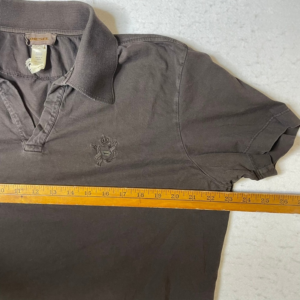 Diesel‎ Mens XL Brown Short Sleeve V-Neck Polo Shirt Cotton Logo RN93243 CA25594 - Picture 4 of 6